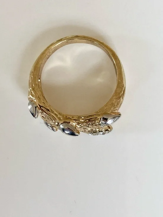 Gold and silver tone branch thorns rhinestone statement costume cocktail ring - Picture 3 of 13